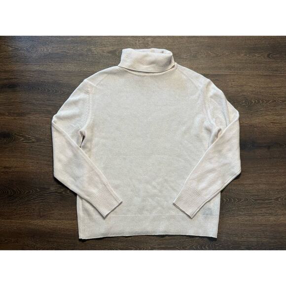 360 Cashmere Women's Long Sleve Turtle Neck Cashmere Sweater Cream White SZ M - Picture 1 of 12